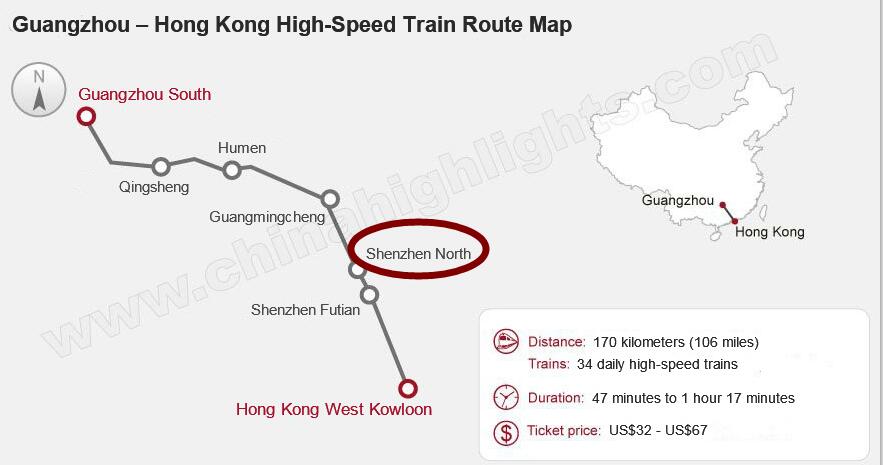 Guangzhou – Shenzhen – Hong Kong railway map