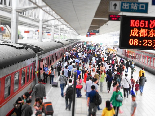 board a train on platform