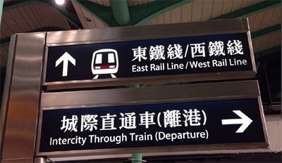 The sign directing you to take the fast line