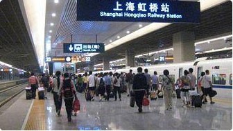 The platform in Shanghai Hongqiao Railway Station
