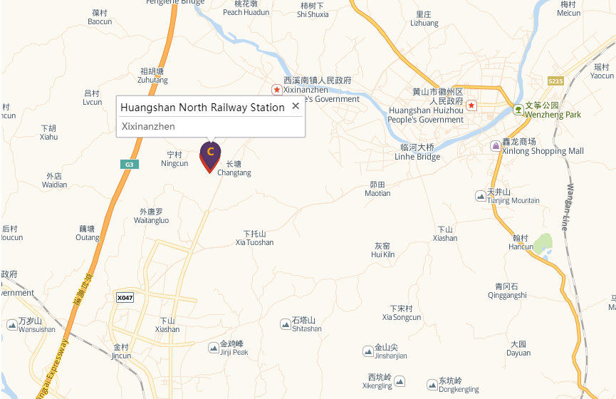 Huangshan North Railway Station Map
