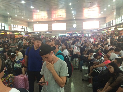 Crowded station during Spring Festival travel rush