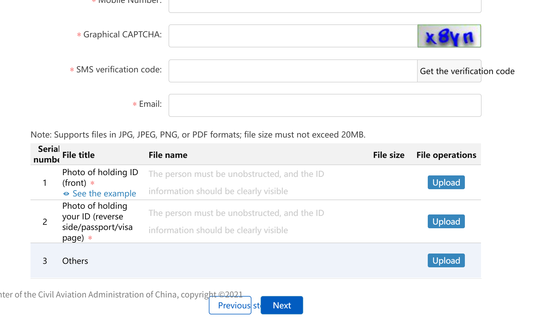 Enter personal information