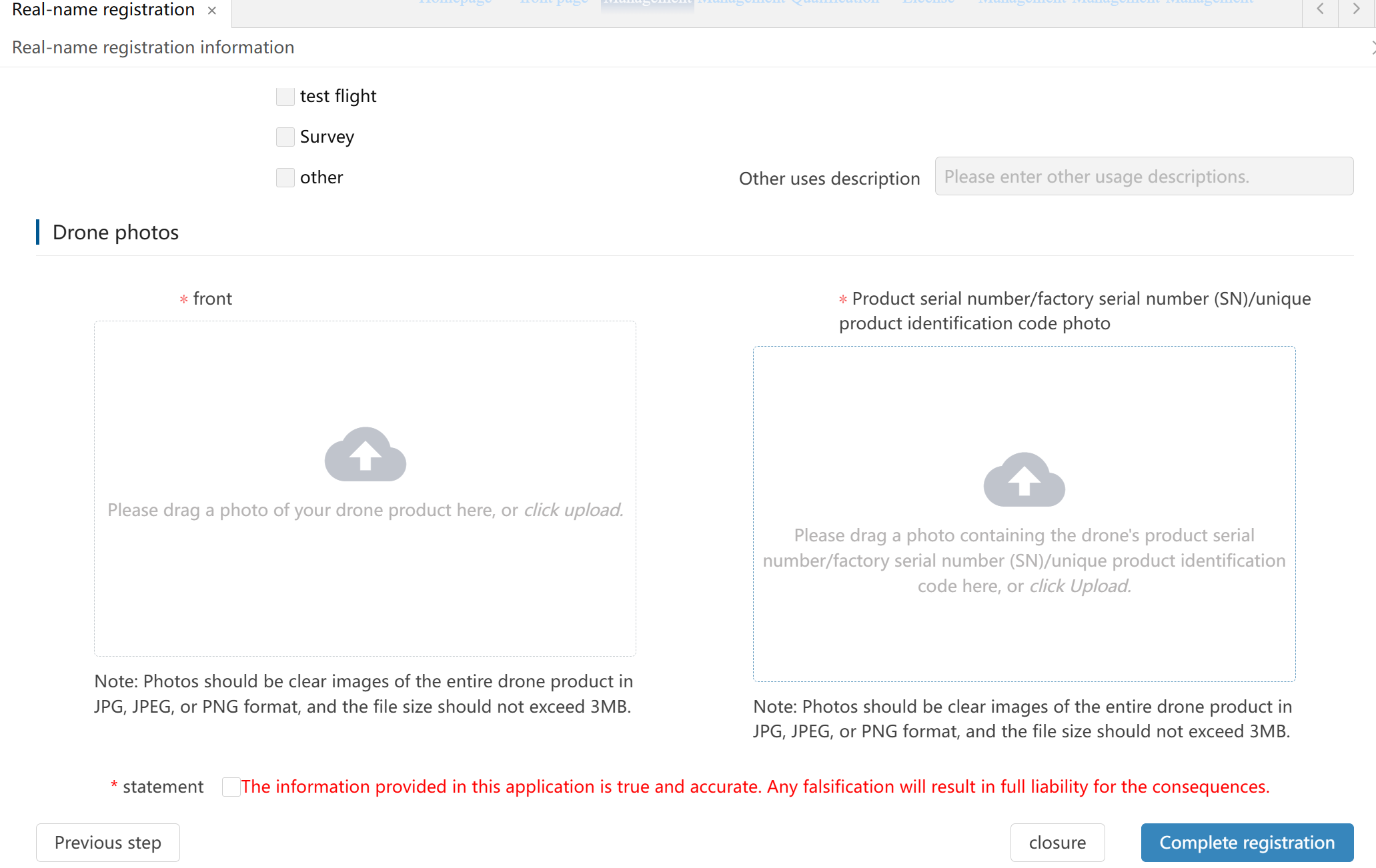 Upload drone images