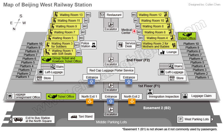 The layout of Beijing West Railway Station
