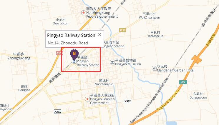 Pingyao Railway Station Map