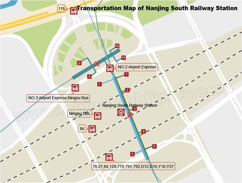 Transportation map of Nanjing South Railway