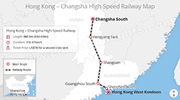 Hong Kong to Changsha railway map