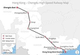 Hong Kong to Chengdu railway map