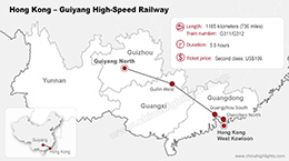 Hong Kong to Guiyang railway map