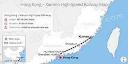 Hong Kong to Xiamen railway map